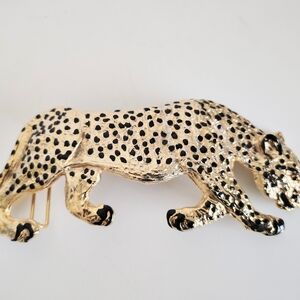 MIMI DI N 1987 Leopard Gold Tone Buckle Vintage Belt Buckle